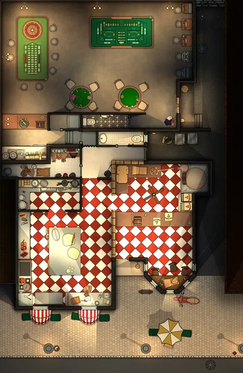 Pizza Gambino - Illegal Gambling Den - Night