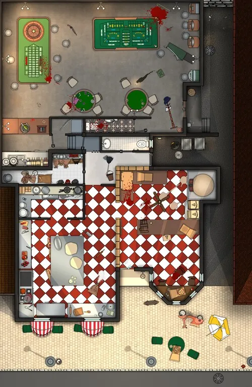 Pizza Gambino - Illegal Gambling Den - Splatter - Day