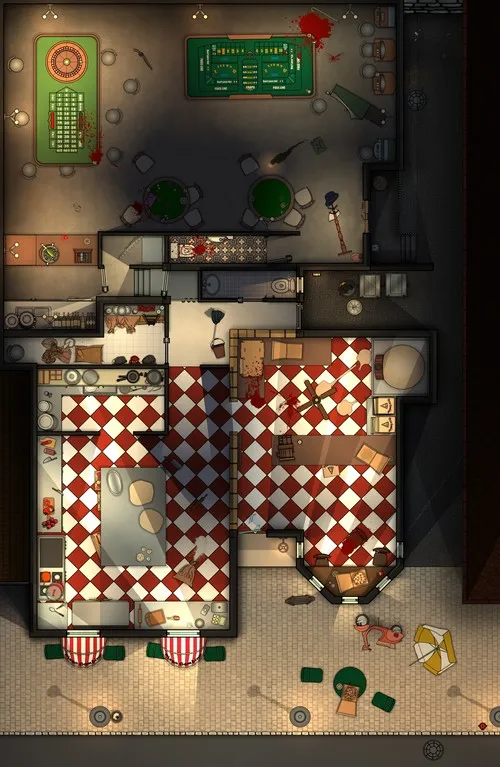 Pizza Gambino - Illegal Gambling Den - Splatter - Night