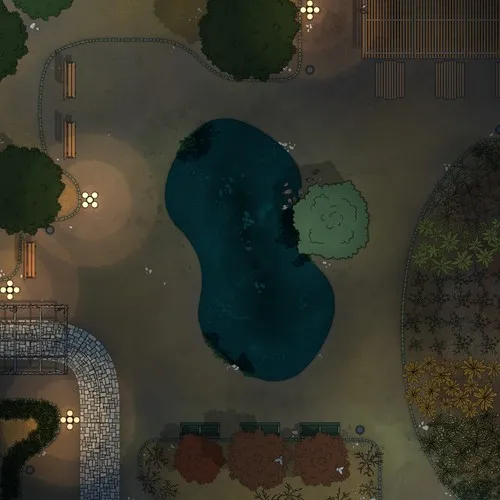 Pocket Park - Autumn - Night