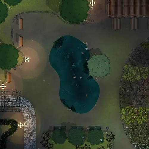 Pocket Park - Spring - Night