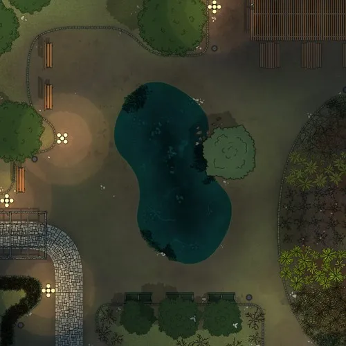 Pocket Park - Summer - Night