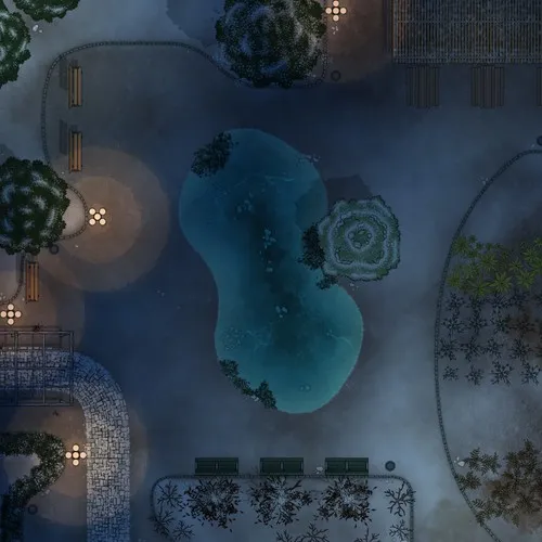 Pocket Park - Winter - Night