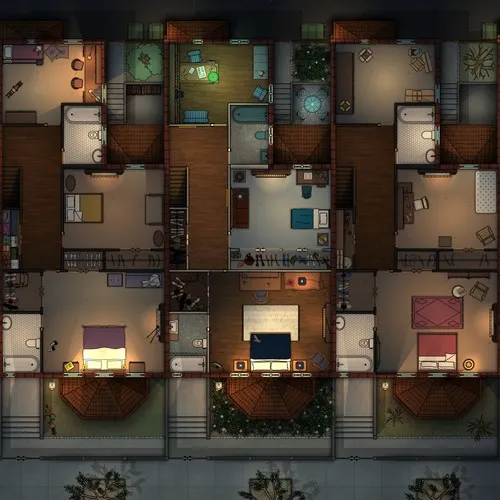 Row Houses - First Floor - Night