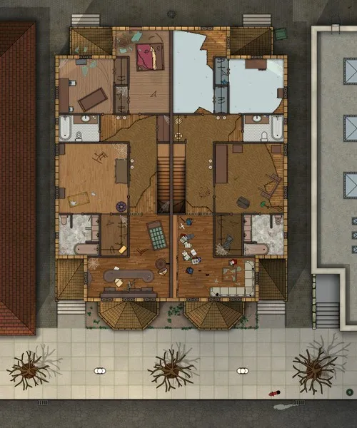 Semi Detached Houses - First Floor - Abandoned - Day