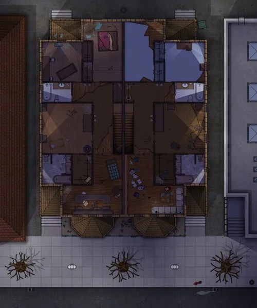 Semi Detached Houses - First Floor - Abandoned - Night