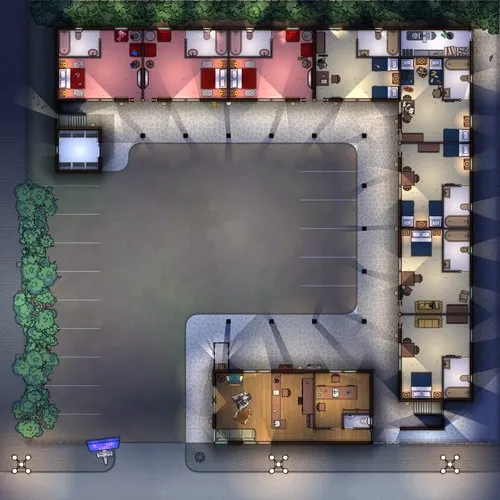 Sleazy Motel - Ground Floor - Night