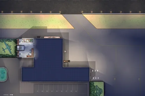 Small Airport - Tower - Night - No Vehicles