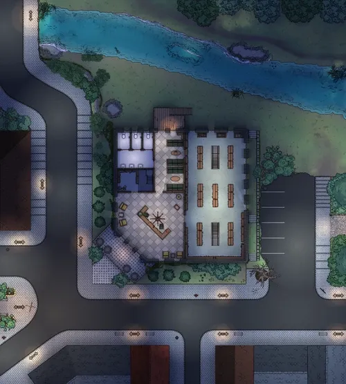 Small Town Library - Ground Floor - Night