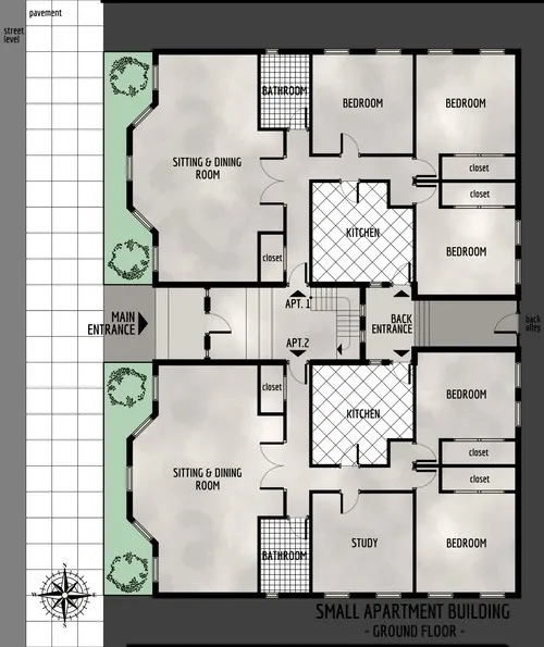 Small Apartment Building - Floor Plan