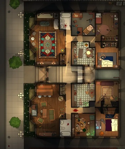 Small Apartment Building - Splatter - Night