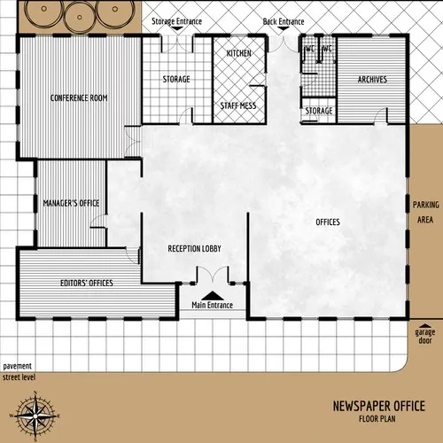 Small Town Newspaper Office - Floor Plan 1