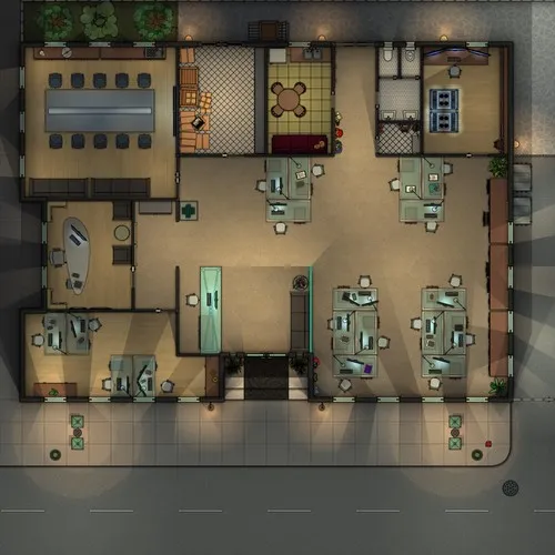 Small Town Newspaper Office - Modern - Night
