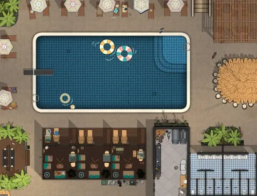 Swimming Pool Club - Top Down - Day