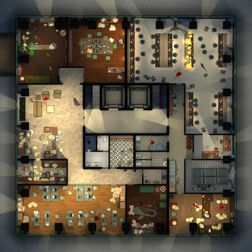 Telephone Exchange & Corporate Administration Offices - Splatter - Night
