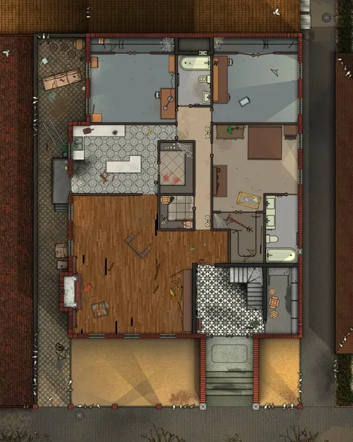 Two Story House For Two Families - Ground Floor - Abandoned - Day