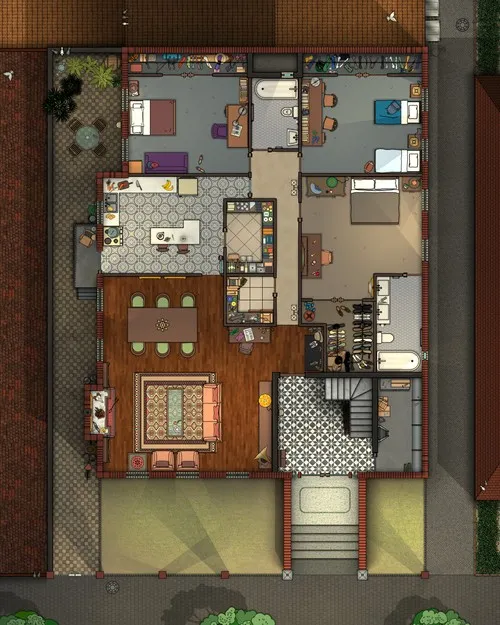 Two Story House For Two Families - Ground Floor - Day