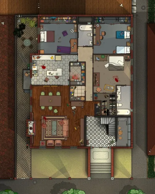 Two Story House For Two Families - Ground Floor - Splatter - Day