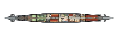 Type VII U-Boat Submarine - Plan View - No Background