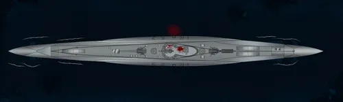 Type VII U-Boat Submarine - Top View - Splatter