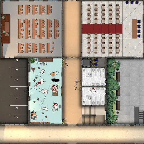 University Department - Crime Scene - Day - No Vehicles