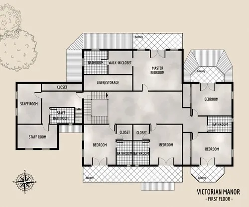 Victorian Manor - First Floor - Floor Plan