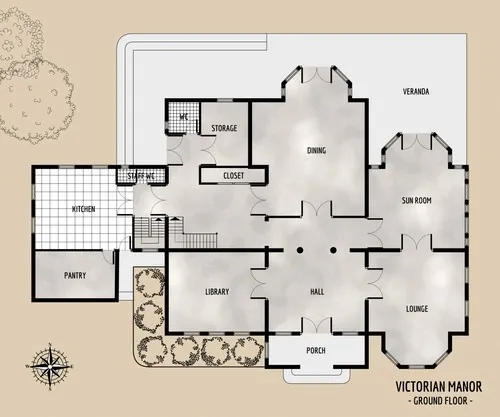 Victorian Manor - Ground Floor - Floor Plan