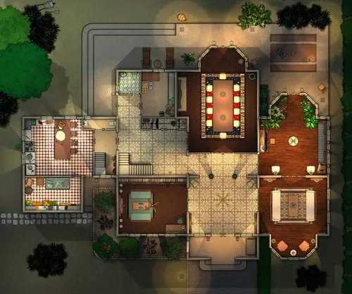 Victorian Manor - Ground Floor - Night