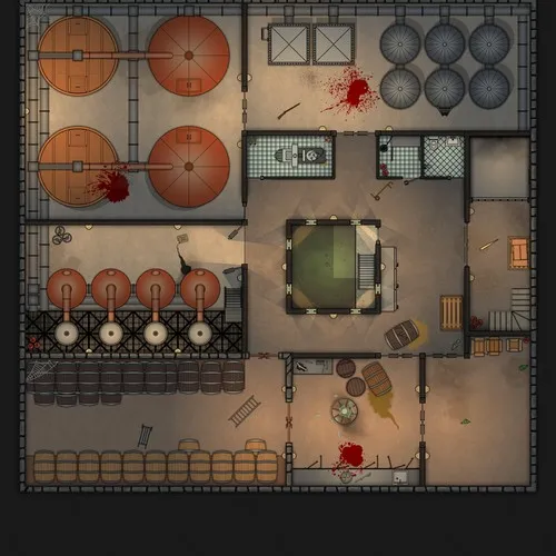 Warehouse With Illegal Distillery - Basement - Splatter