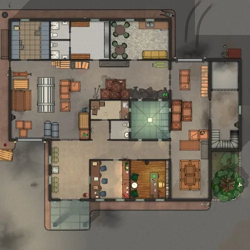 Warehouse With Illegal Distillery - Ground Floor - Day