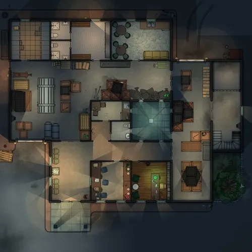 Warehouse With Illegal Distillery - Ground Floor - Night