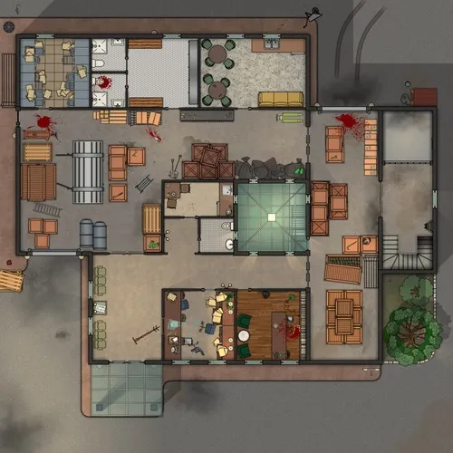 Warehouse With Illegal Distillery - Ground Floor - Splatter - Day