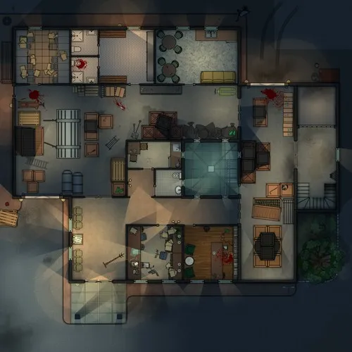 Warehouse With Illegal Distillery - Ground Floor - Splatter - Night