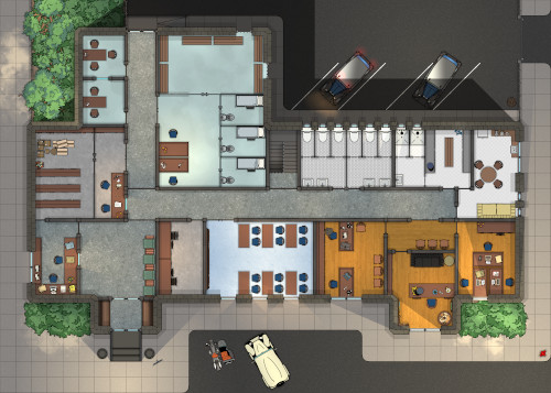 Arkham Police Station - Ground Floor - Day - With Vehicles