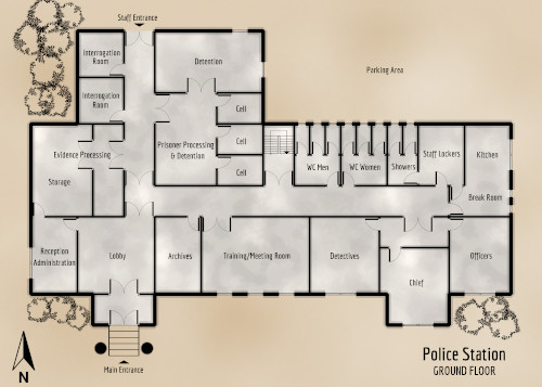 Arkham Police Station - Ground Floor - Floor Plan