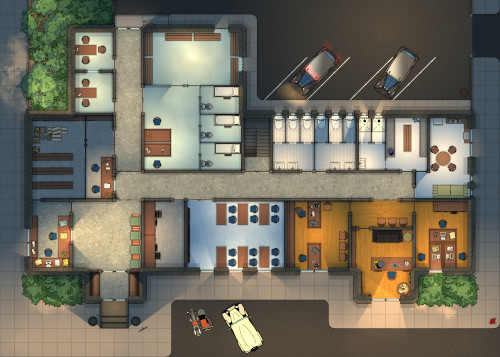 Arkham Police Station - Ground Floor - Night - With Vehicles