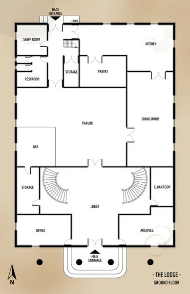 The Lodge 24 X 37 Cthulhu Architect   The Lodge Floor Plan Ground Floor 389x600 