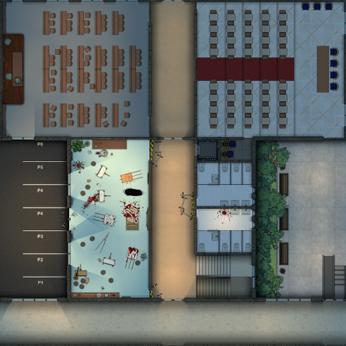 University Department - Without Vehicles - Art Class - Crime Scene - Night